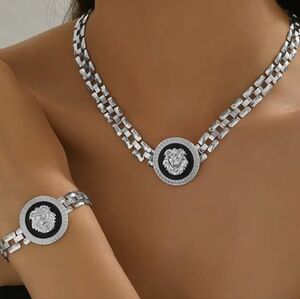 Designer Inspired Lion Necklace & Bracelet Set